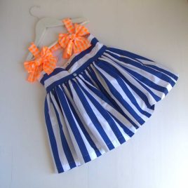 Vestido LISTAS AZULES lazos LILILÚKIDS moda infantil juvenil
