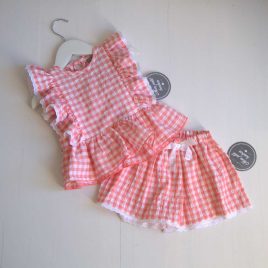 Blusa VICHY MELOCOTÓN lencera MON PETIT BONBON, verano 2026