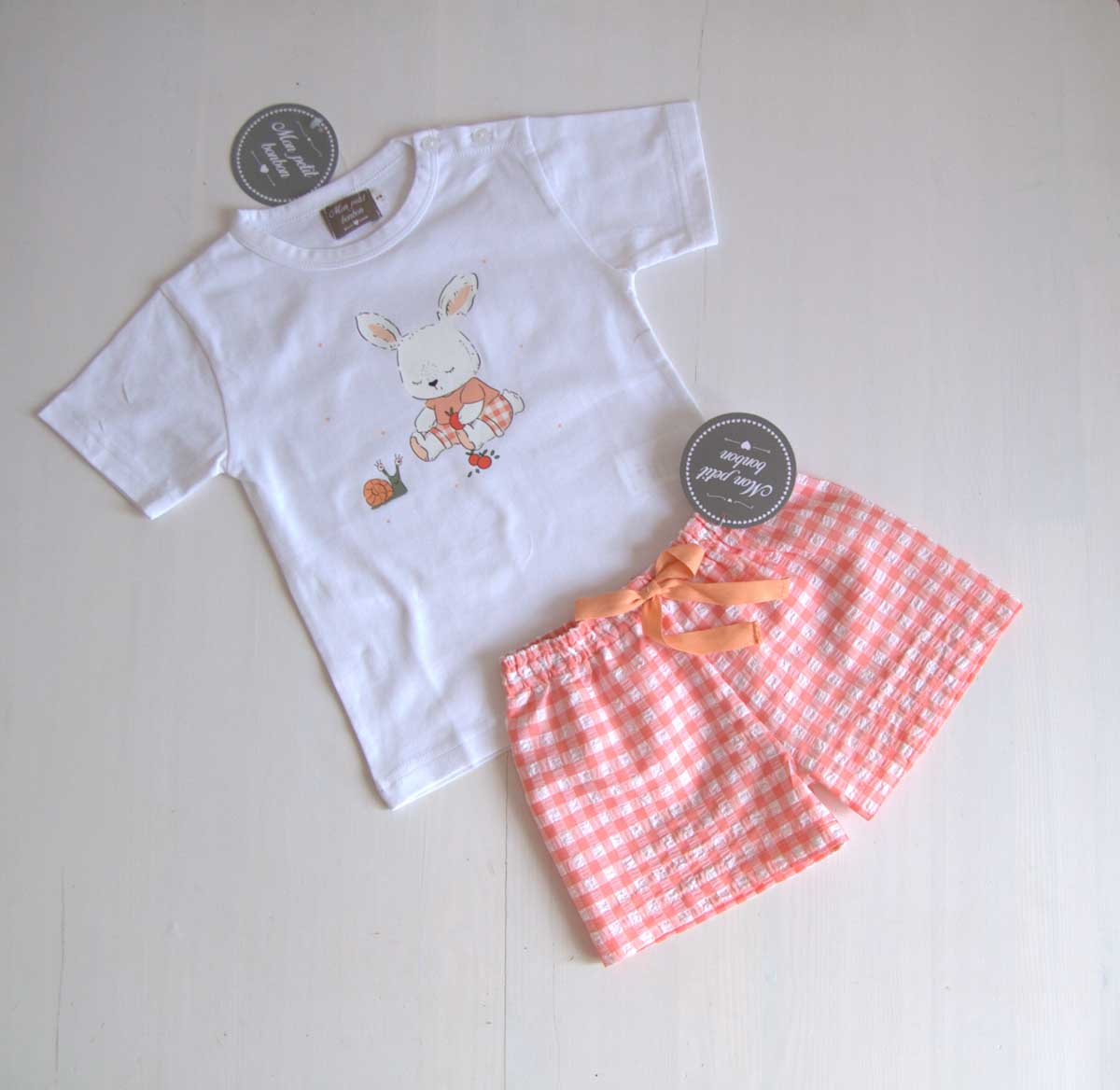Camiseta blanca CONEJITO niño MON PETIT BONBON moda infantil juvenil