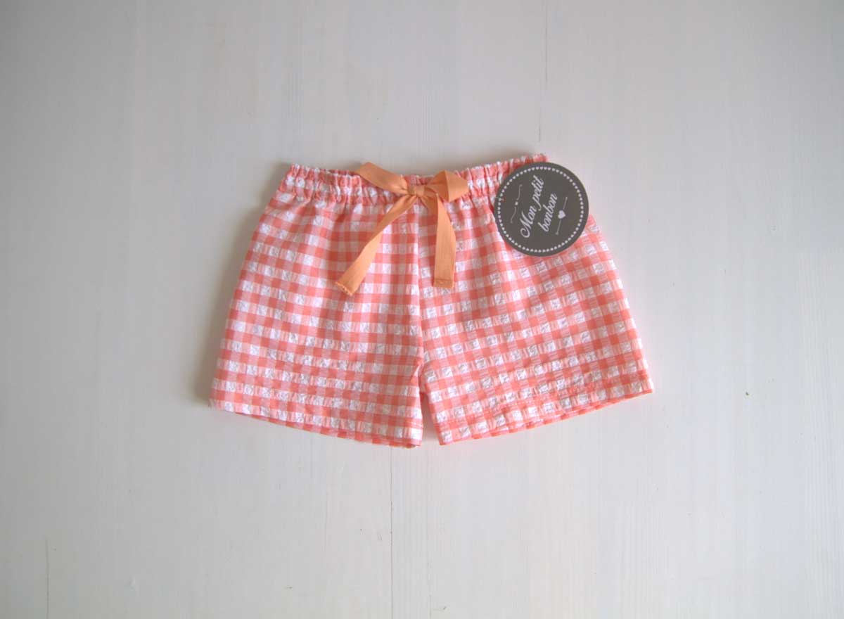 Bermuda VICHY MELOCOTÓN MON PRETIT BONBONmoda infantil juvenil