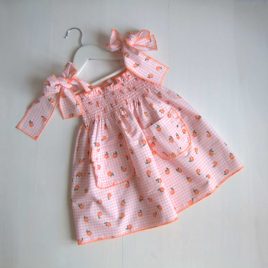 Vestido VICHY MELOCOTONES engomado MON PETIT BONBON moda infantil juvenil