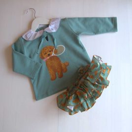Sudadera PERRITO verde BRIBÓN niña MON PETIT BONBON moda infantil juvenil